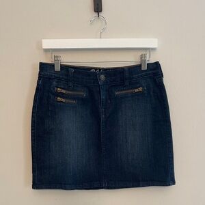 Old Navy Dark Denim Mini Skirt Zippers Size 2  Stretch Fit Low Rise Cowgirl Punk